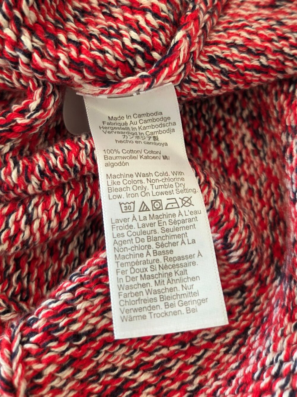 NWT JCREW Marled 2025 Rollneck sweater S red navy ivory marl - Picture 5 of 7